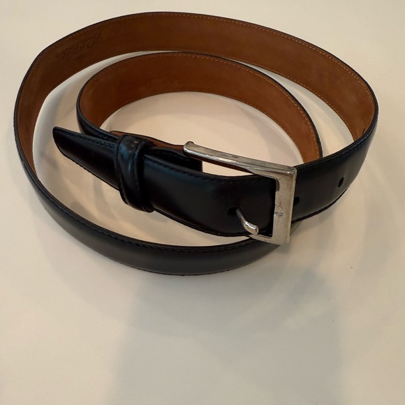 Men's Brooks Brothers Black Leather Belt - Size 38 - Picture 1 of 3
